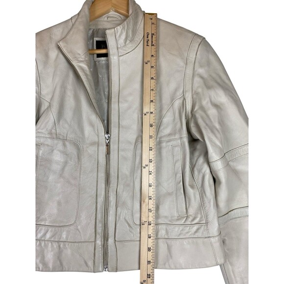 Wilsons Pelle Studio Genuine Leather Jacket Women Sz L Cream Moto Soft Lined VTG - Picture 12 of 12